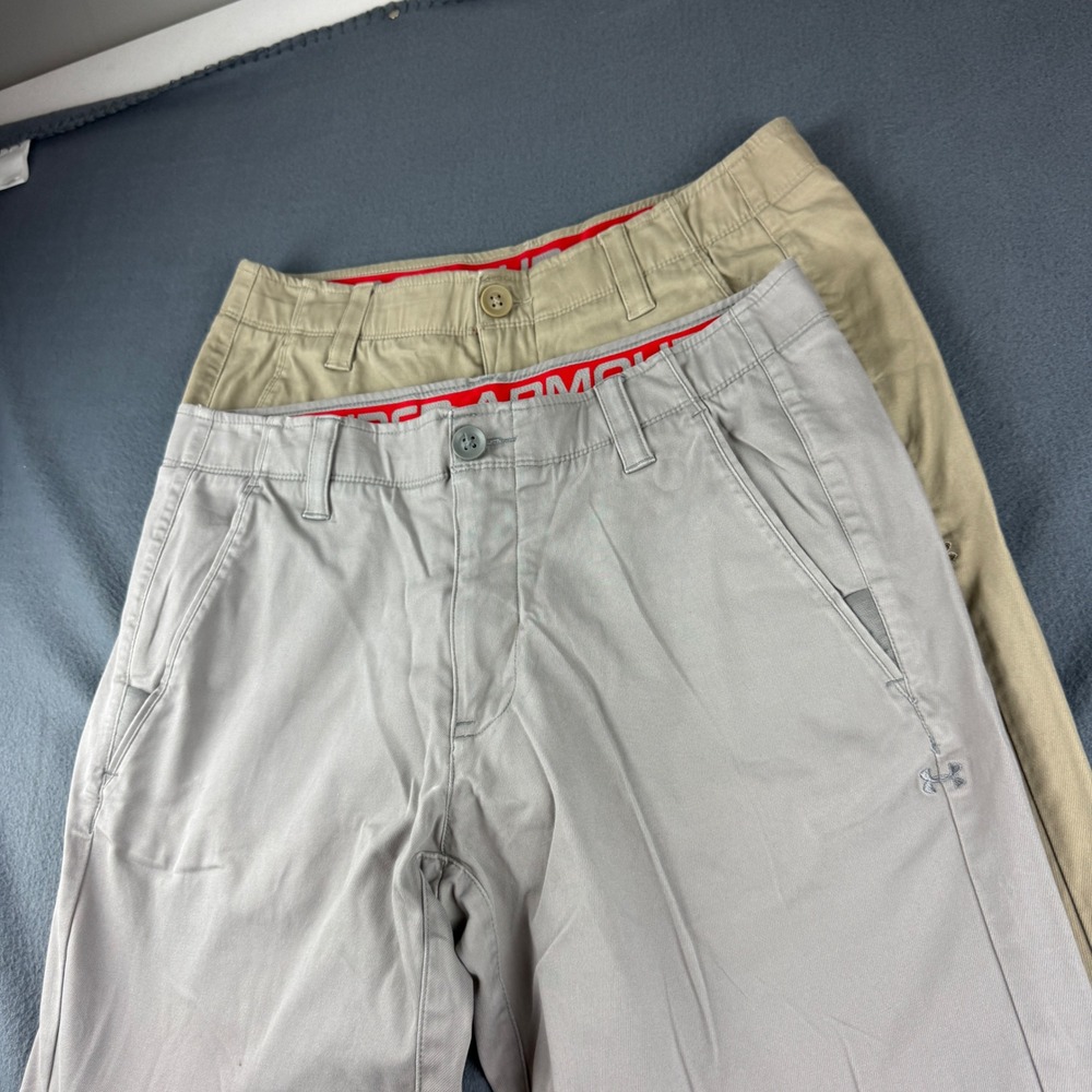 Under Armour Pants Men's 34x32 Tan Chino Golf Performance Tapered Leg Tech Lot 2